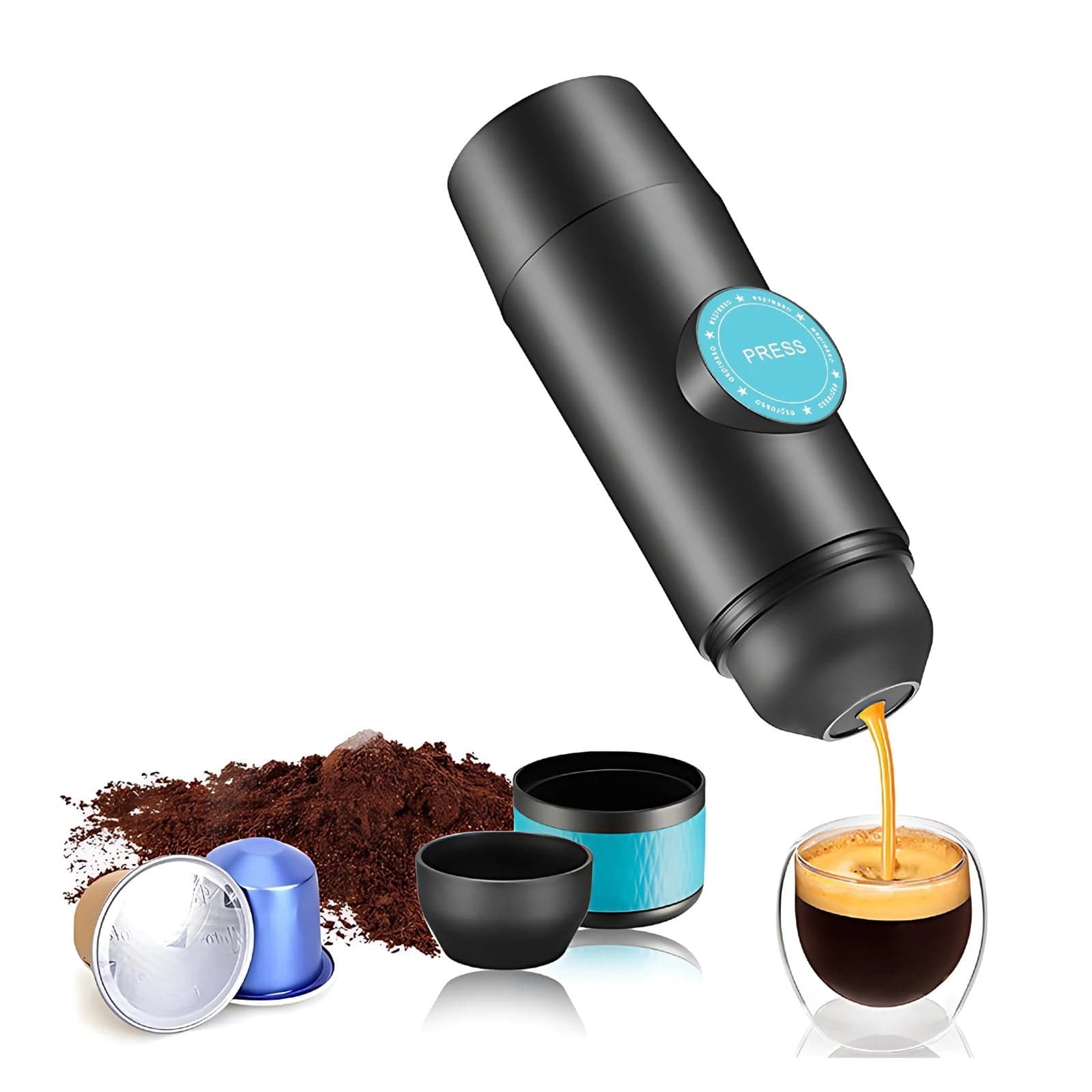 Portable Espresso Coffee Machine, Home Electric Coffee Machine, Wireless Heating Water Espresso Coffee Machine Powder Capsule Charging Portable Outdoor Travel Car ,Fast Fresh Brewed
