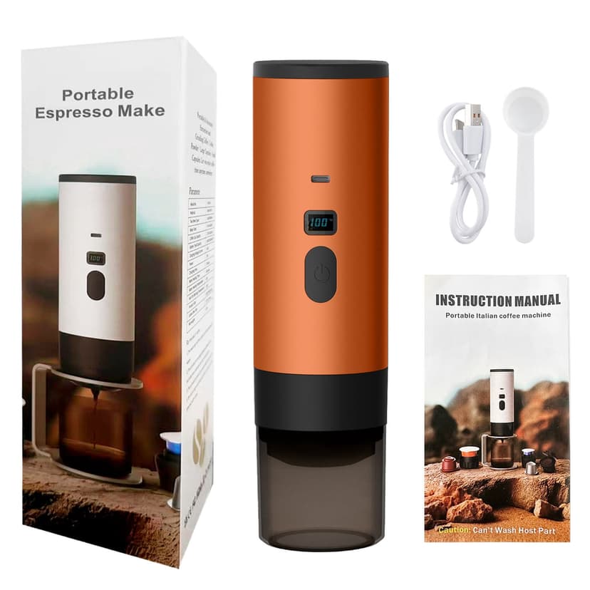 CJiaWei 3 In1 Portable Coffee Maker 72W Portable Coffee Maker 12V Machine Rechargeable Portable Coffee Maker USB Coffee Maker Water Reservation 90ml