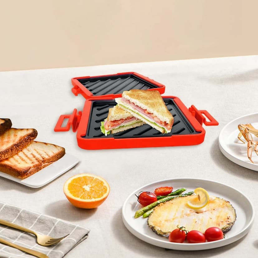 Microwave Sandwich Maker No Electricity Wireless Maker Microwave Square Paninis Maker for Dessert Sandwiches Breakfast