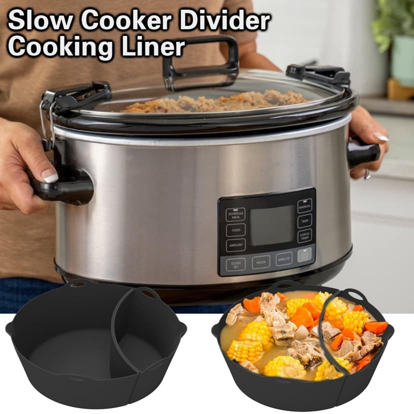 Cqxid Food Storage Under $10 Slow Cooker Mat Food Grade Reused Lightweight Heat Resistance Silicone 7 Slow Cooker Compartment Liner Kitchen Accessories