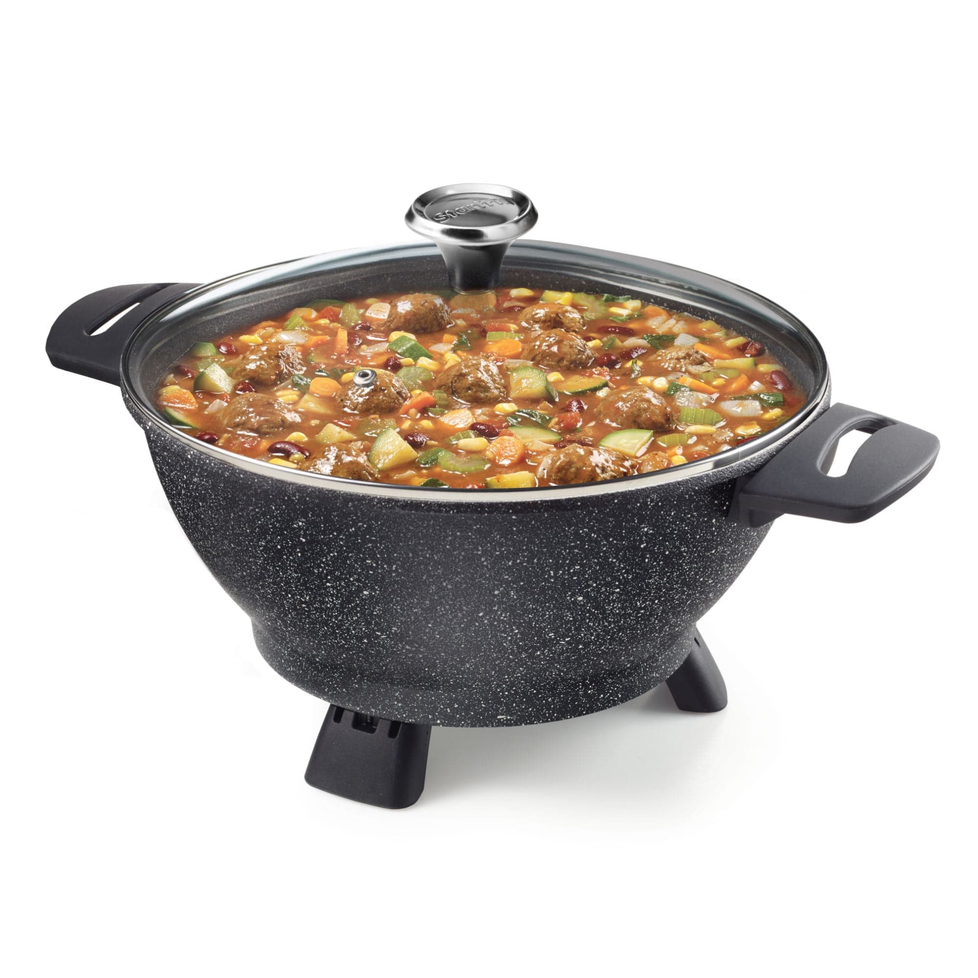 Starfrit The Rock Electric Multi Pot - 4.5L (4.8Qt) - Rock.Tec Non-Stick - Tempered Glass Lid - Variable Temperature Control - 1500 Watts