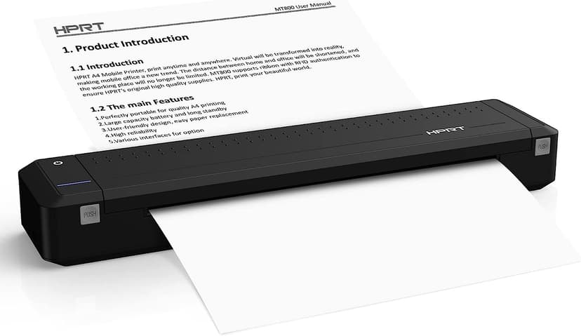 HPRT MT800 Thermal Transfer Portable Printer Support 8.5" X 11" US Letter & A4 Paper Bluetooth Wireless Travel Printer Compatible
