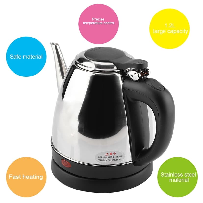 Fast Water Boiling Pot 1.2L Stainless Steel Electric Kettle Fast Water Heating Boiling Pot