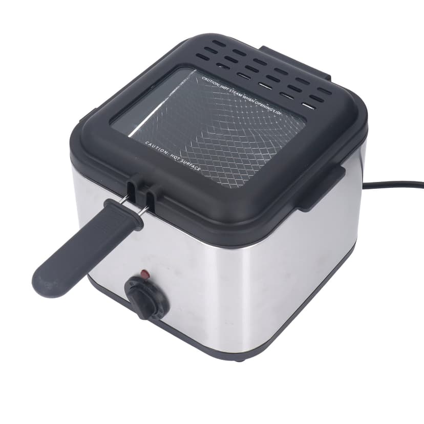 2.5L Electric French Fries Fryer, 1000W Temperature Adjustable Square Stainless Steel Electric Deep Fryer for Chicken Onion Ring