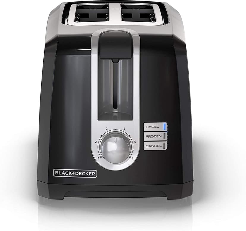 Black & Decker 2-Slice Extra-Wide Slot Toaster, Square, Black