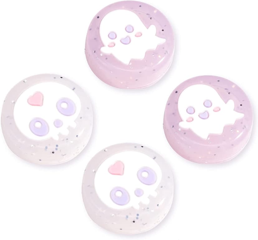 HSHDLDF Ghost Switch Thumb Grips | Pastel Soft Jelly White Pack of 4 | Cute Gothic Halloween Spooky | Compatible with Nintendo Switch Standard Lite OLED (White Purple)