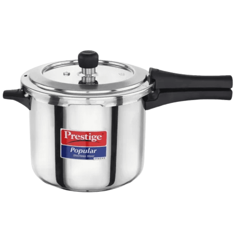 Prestige Popular Svachh Spillage Control Stainless Steel Pressure Cooker, 5L, Silver