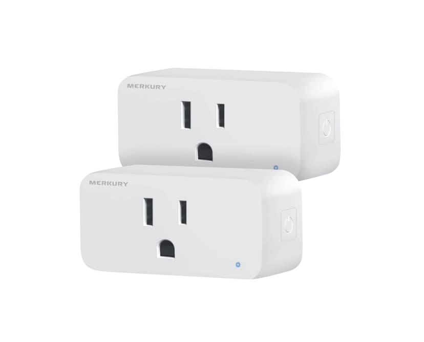 Merkury Smart 1 AC Outlet Wi-Fi Plug - Smart Outlet Compatible with Alexa & Google, White (2-pack)