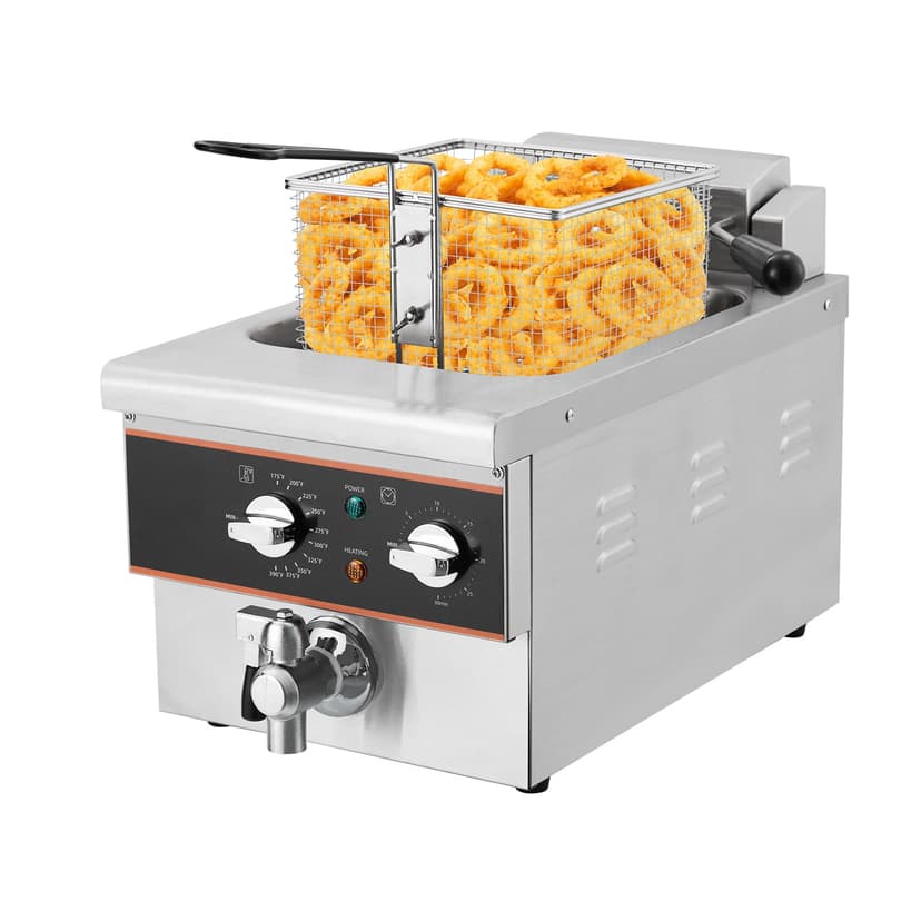 6L Electric Deep Fryer, Commercial Deep Fryer with Oil Drain, 1800W, Timer, Heavy-Duty Design, Large Capacity Countertop Fryer, and Professional Quality for Home Kitchen & Restaurant