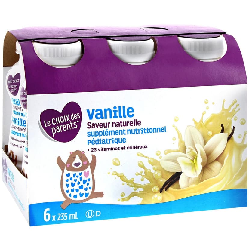 Parent's Choice Vanilla Naturally Flavoured Pediatric Nutritional Supplement, 6x235mL Ready to Feed Bottle Drinks