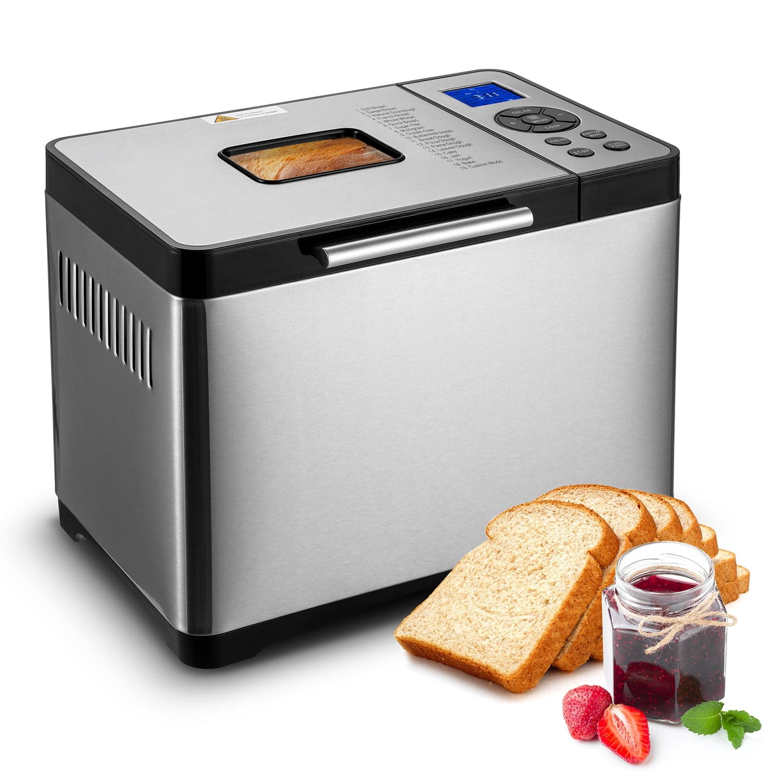 KFFKFF Bread Maker, 19-in-1 2LB Dough Machine, Nonstick Ceramic Pan Automatic Breadmaker with Gluten Free Setting, Whole Wheat Bread Making, Digital, Programmable, 3 Loaf Sizes, 3 Crust Colors