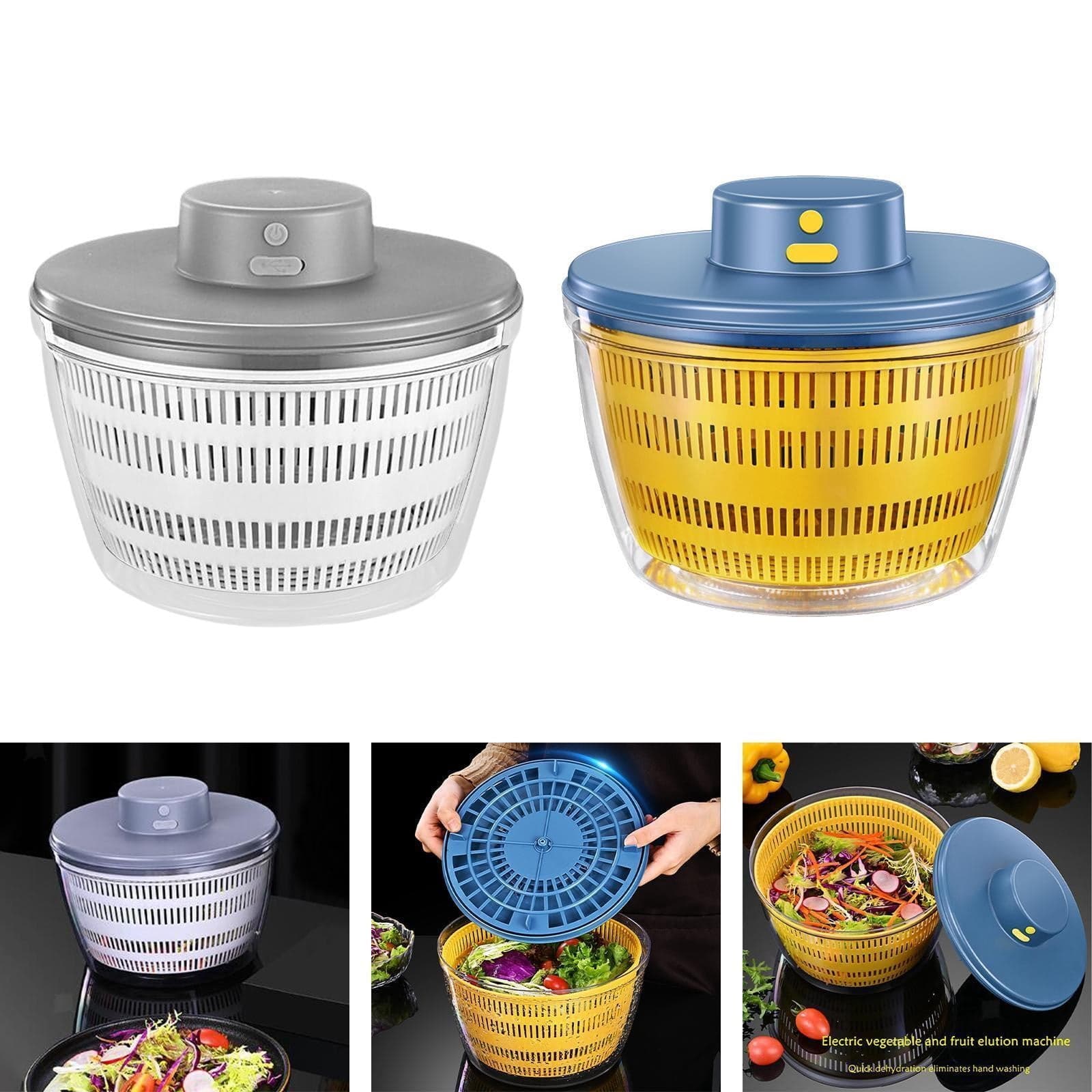 pstuiky Vegetable Dehydrator Electric Fruit and Vegetable Dryer 4L Large Capacity Rechargeable 1200Mah Usb Salad Spin Dryer Kitchen Food Dehydrator