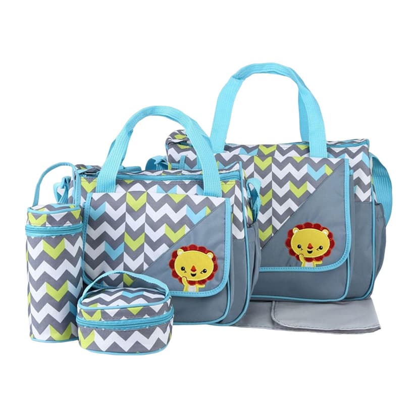 Diaper Bag Set for Travel Shoulder Backpack Handheld Bag with Bottle Bag Stylish Gray