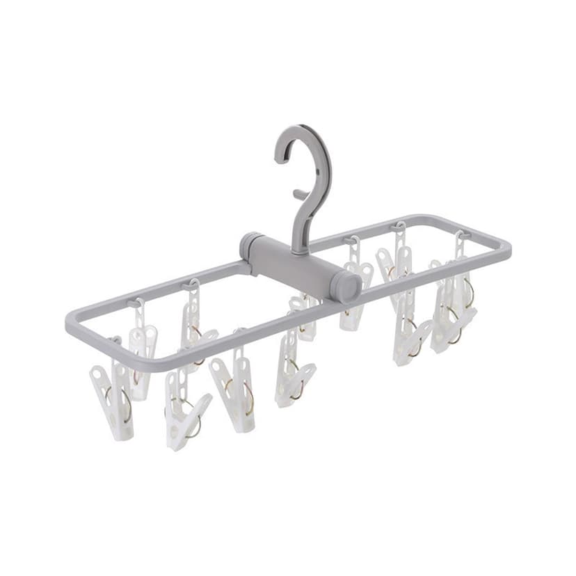 Meitianfacai Folding Clothes Dryer Hanger with 12 Clips Children Adults Clothes Dryer Windproof Socks Underwear Plastic Drying Rack Clothes Hanger(Gray)