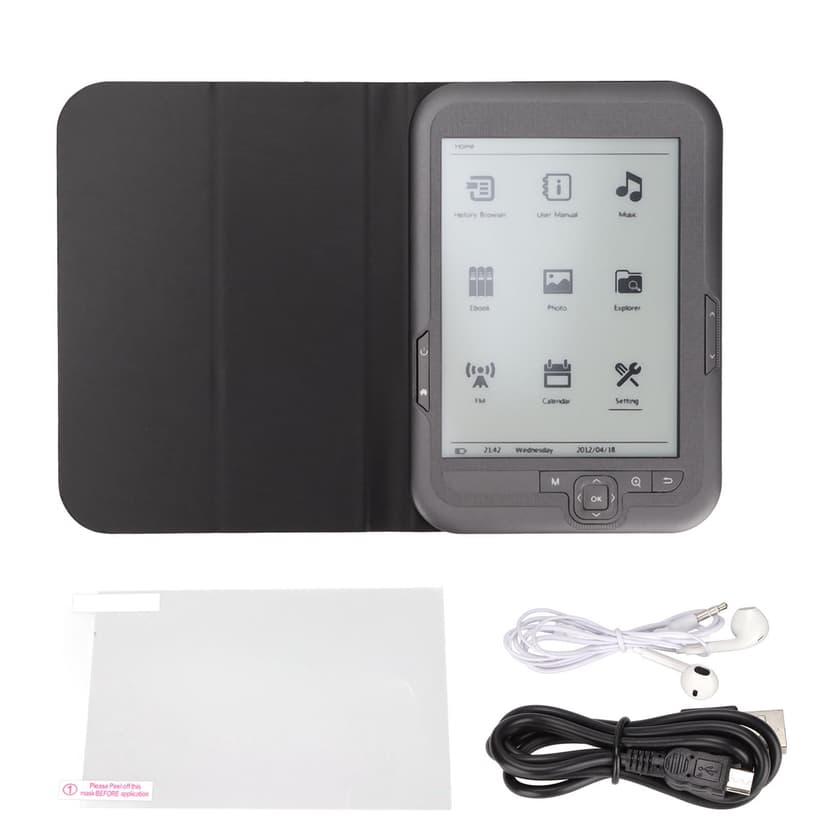 Ebook Reader, 800x600 Long Battery Life 6in ABS Ereader HD Ink Screen With Headphone For Reading For Household