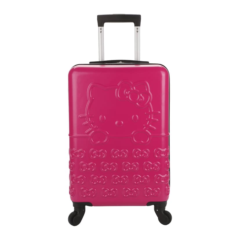 Hello Kitty Pink Suitcase with Bow Pattern and 4 Wheels 20in