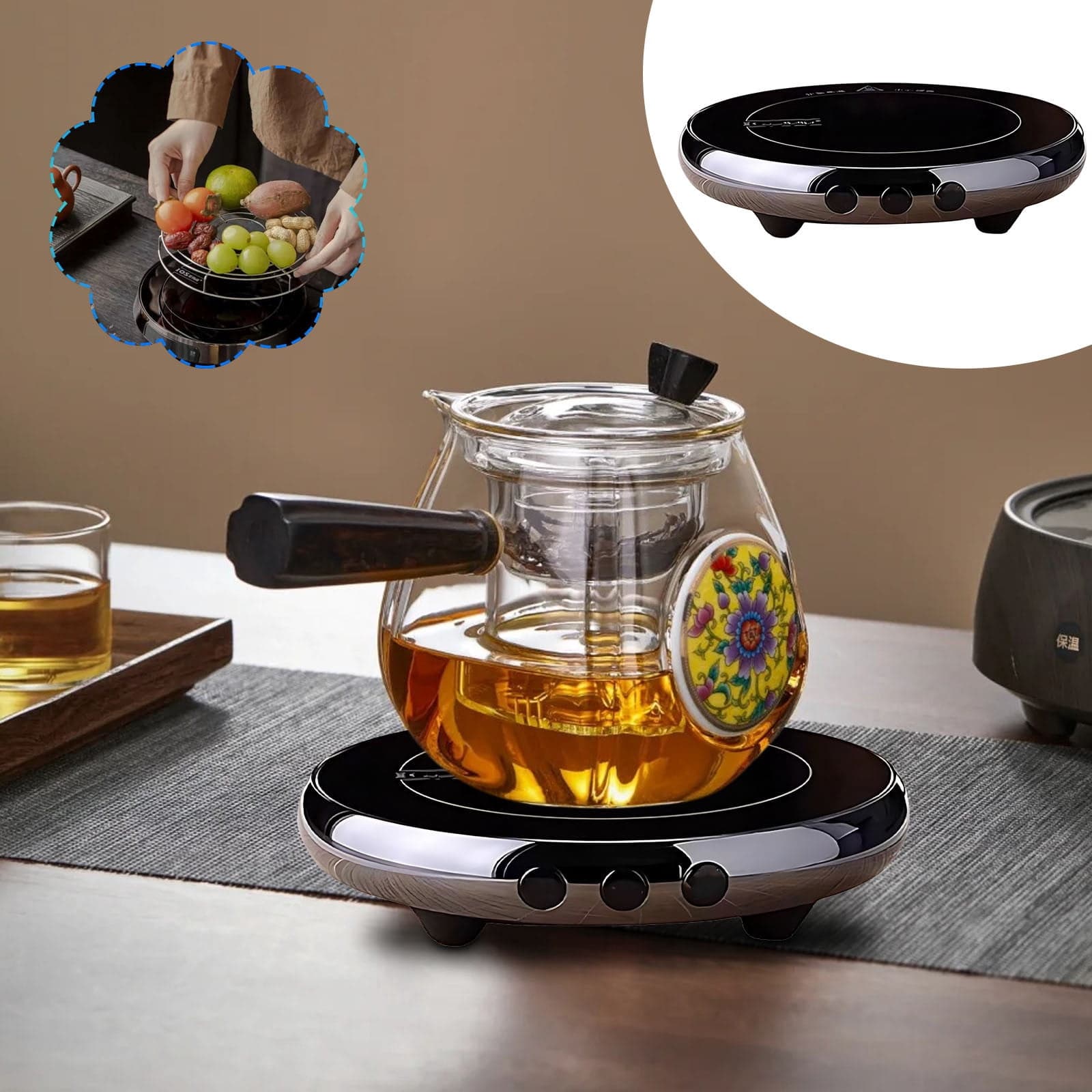 Birdeem Electric Grill Outdoor, Thin Oven Electric Oven Tea Oven with Grill Net Can Bake Food, Food Nets for Outdoors, Electric Grills Outdoor Cooking, Small Electric Grill, Portable Electric Grill