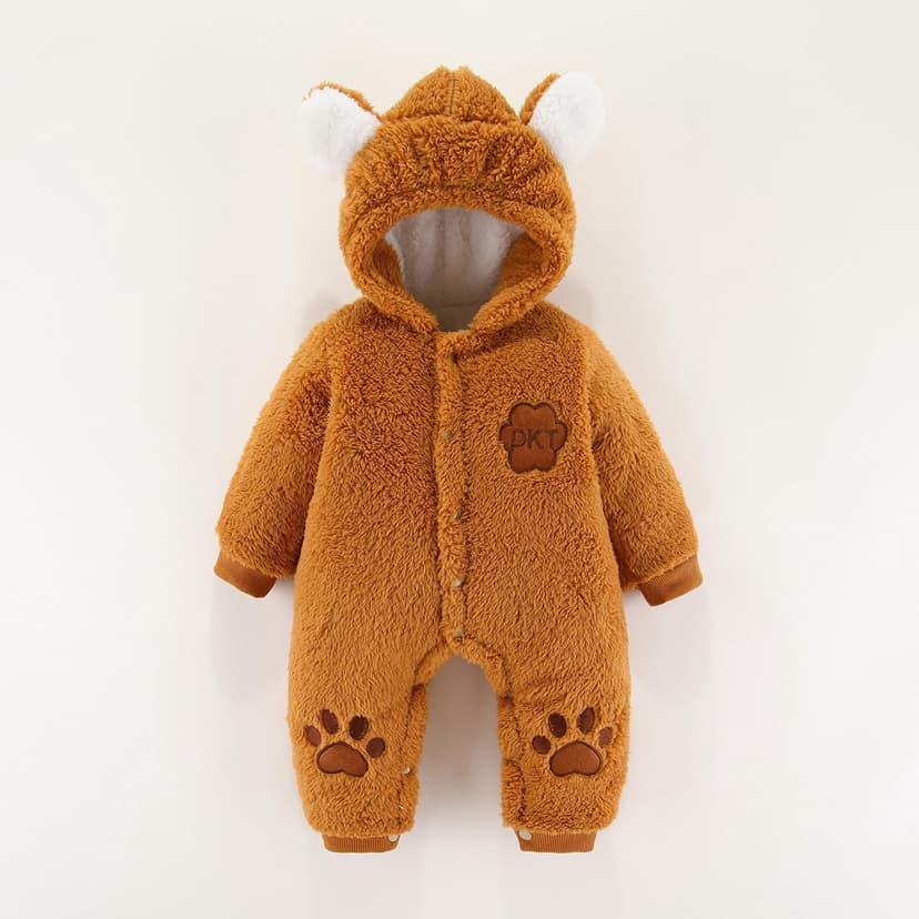 Cowsor Newborn Baby Winter Warm Romper – Long Sleeve Solid Jumpsuit for Baby (0-12 Months)
