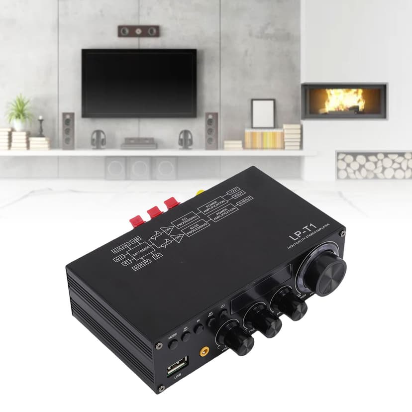 Stereo Amplifiers Home Audio, 2.1 Channel Stereo AV Receiver Amplifier with Subwoofer Output, 5.1 HiFi Digital Subwoofer Amplifier Receiver with RC for Home Theater