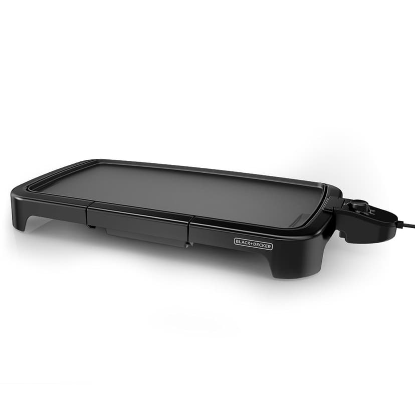 BLACK + DECKER Family-Sized Electric Griddle with Warming Tray, 20" x 11" Large Non-Stick Surface