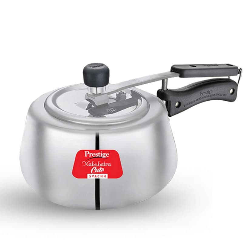 Svachh Nakshatra Cute Aluminium Handi Pressure Cooker With Inner Lid - 3 Liters, Silver | Pressure Cooker With Unique Deep Lid - Spillage Control Lid, Anti-bulge Base, Sturdy Handles