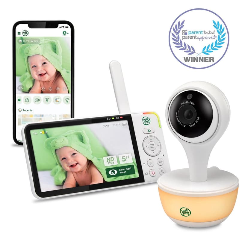 LeapFrog LF815HD 1080p WiFi Remote Access Video Baby Monitor with 5” High Definition 720p Display, Night Light, Color Night Vision (White)