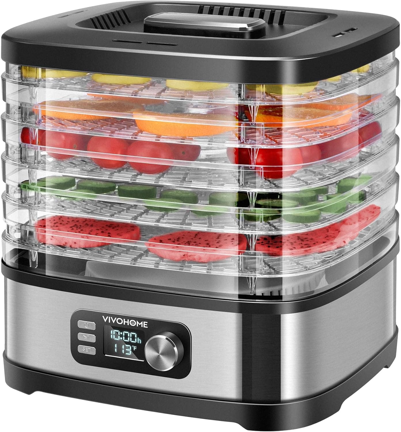 VIVOHOME Food Dehydrator Machine, Dehydrator for Food and Jerky, Fruits, Meat, 5 Trays Electric Dryer Dehydrator with 72 Hour Digital Timer and Temperature Control for Herbs, Mushroom, Dog Treats
