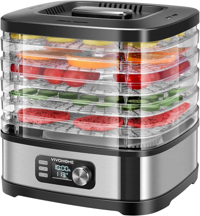 VIVOHOME Food Dehydrator Machine, Dehydrator for Food and Jerky, Fruits, Meat, 5 Trays Electric Dryer Dehydrator with 72 Hour Digital Timer and Temperature Control for Herbs, Mushroom, Dog Treats