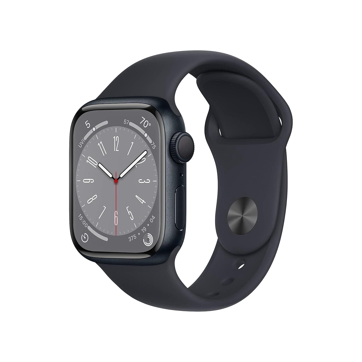Restored Apple Watch Series 8 GPS 41mm Midnight Medium Large Band – S8 Chip, Health Sensors, Retina Display - Refurbished Good