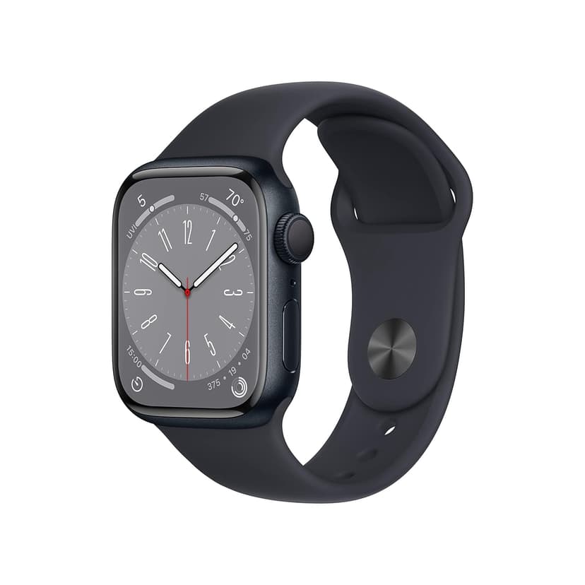 Restored Apple Watch Series 8 GPS 41mm Midnight Medium Large Band – S8 Chip, Health Sensors, Retina Display - Refurbished Good