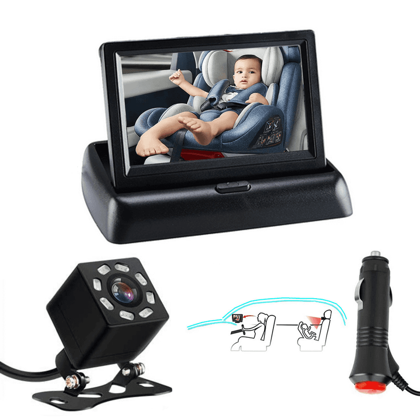 Amdohai 5.0 inch folding baby car monitor baby treasure rear view camera folding baby monitor + strap camera