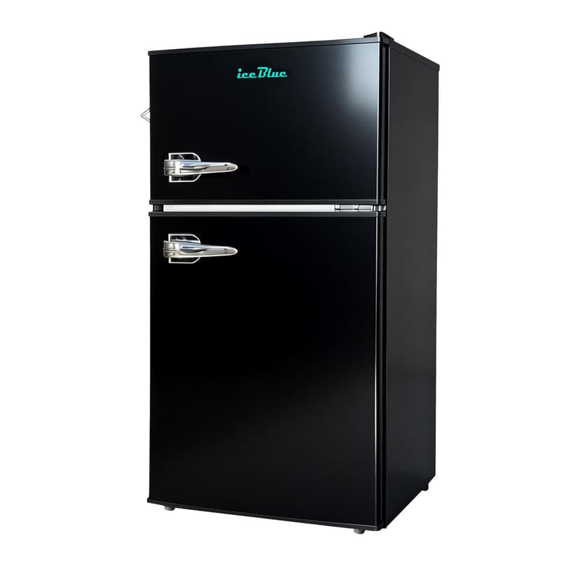 iceBlue 3.2 Cu.Ft Mini Fridge with Freezer, 2-Door Compact Refrigerator, Adjustable Temperature, with Bottle opener, Removable Glass Shelves, Black