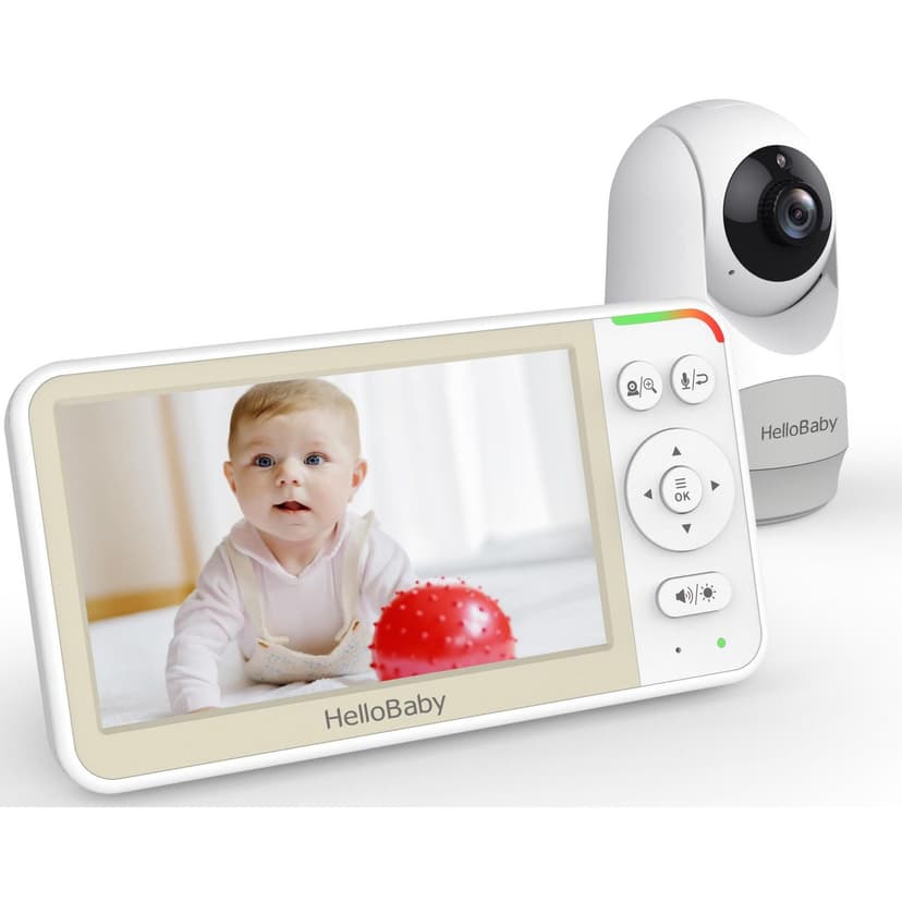 HelloBaby HB6256 5.0" LCD Video Baby Monitor with Remote Pan-Tilt-Zoom, 1000ft Range, Night Vision, Lullabies & Two-Way Audio, No WiFi