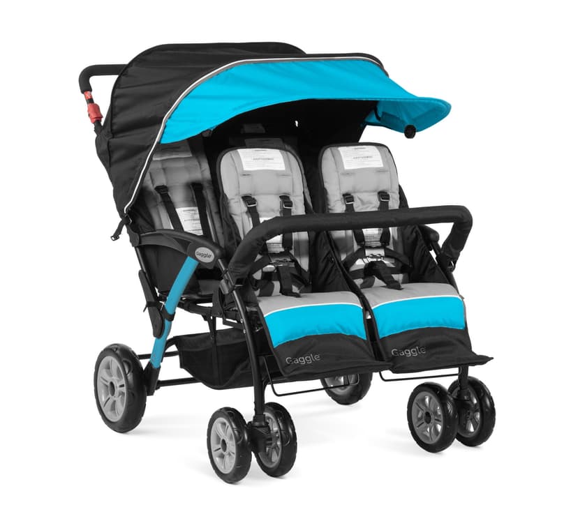 Foundations Gaggle Compass 4-Seat Quad Stroller, Reclining Seats with UV Canopy, Teal