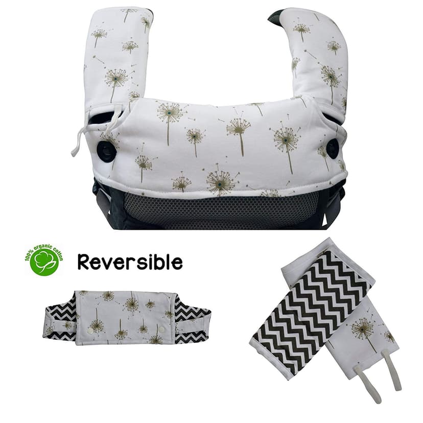 Baby Carrier Cover | Organic Cotton Drool & Teething Pads With Bib | Fits All Carriers
