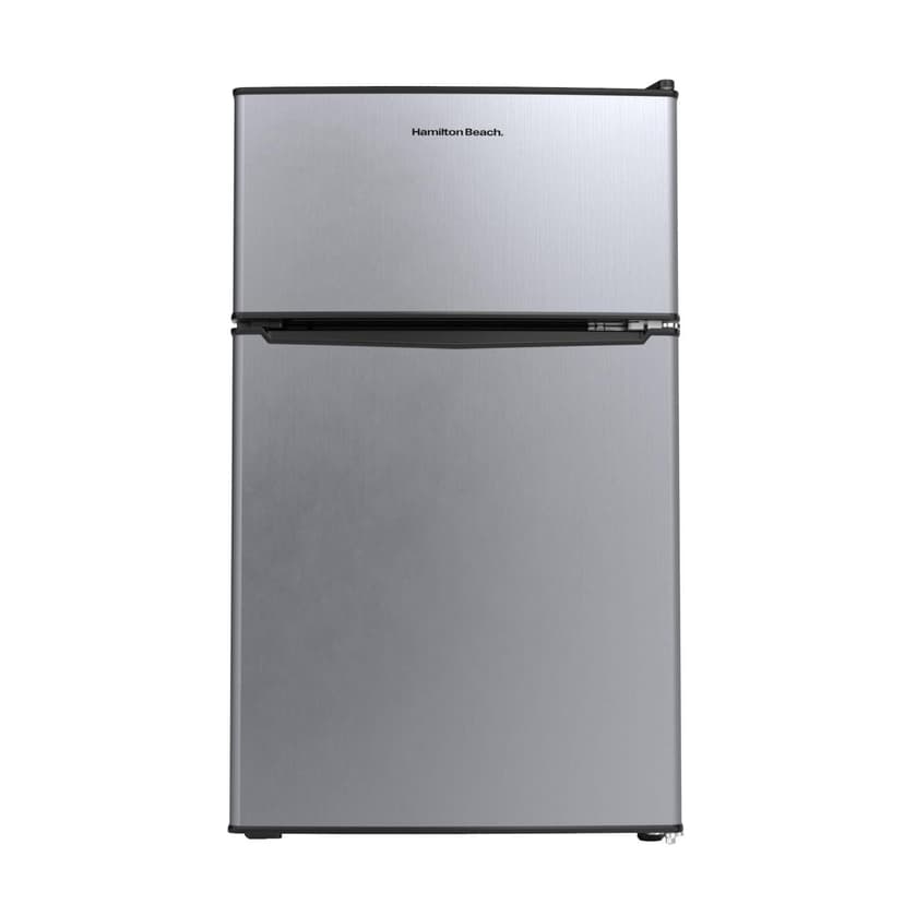 Hamilton Beach 3.1 Cu.Ft Mini Fridge with True Freezer, 2-Door Compact Refrigerator, Energy Star, Reversible Doors, Stainless Steel