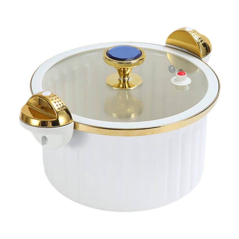 Tnarru Stovetop Cooking Pot Slow Cooker and Food Warmer 7L with Lid Easy Clean Hot Pot Rice Cooking Steamer for Food Cereals Noodles white