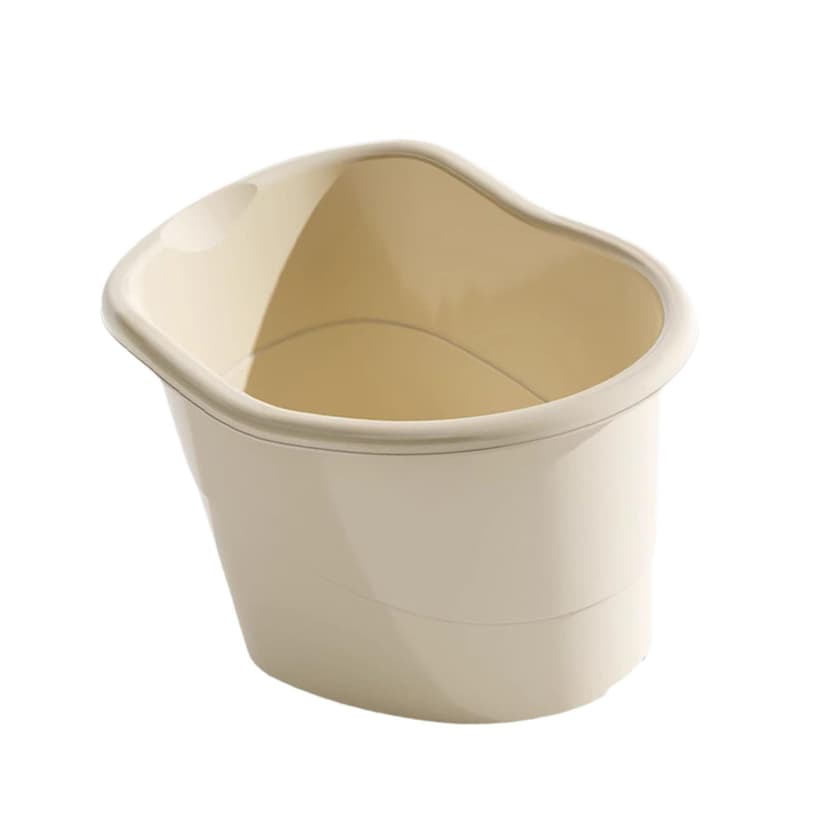 Lipstore Bath Tub with Seat Kids Bath Bucket 7-10 Years Old Reinforced Structure Non Slip Base Comfortable Sitting up Children Bathtub beige