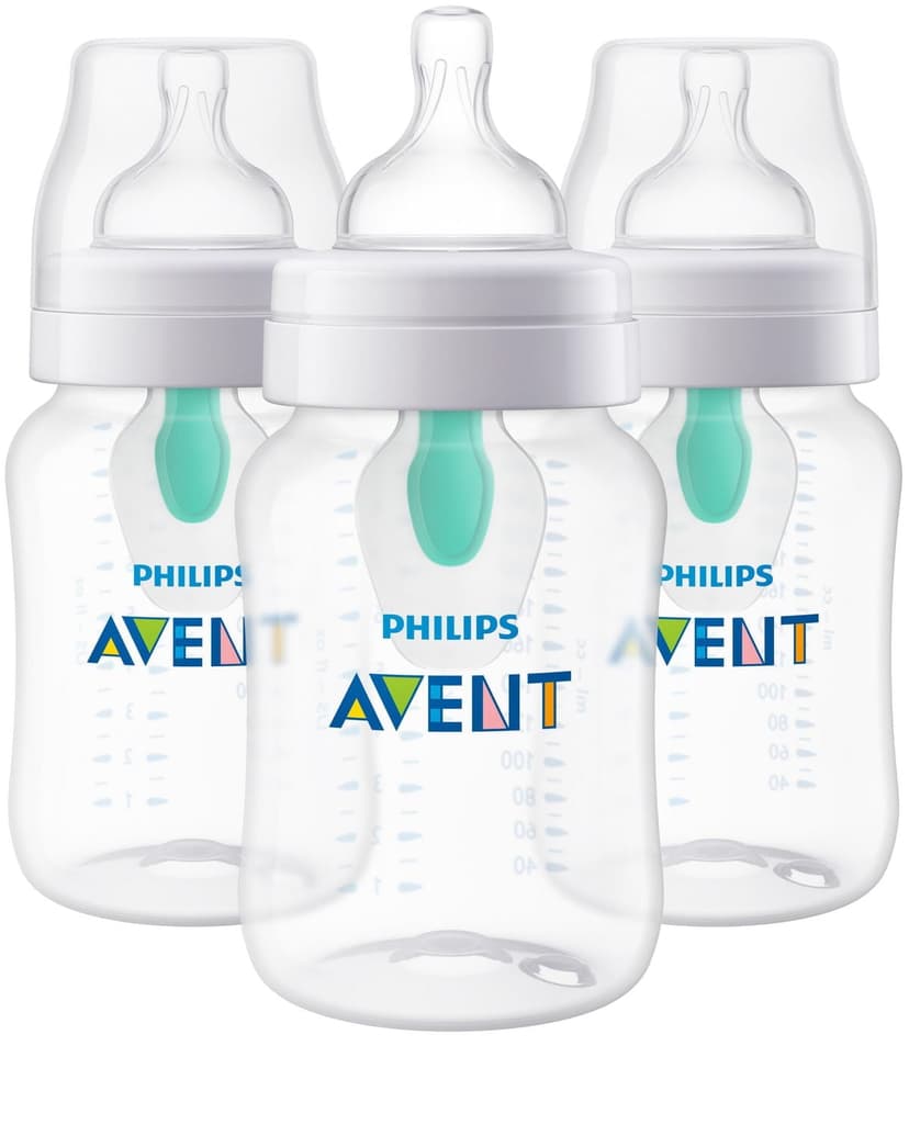 Philips Avent Anti-colic Baby Bottle with AirFree Vent, 3x9oz Bottles, SCY703/03