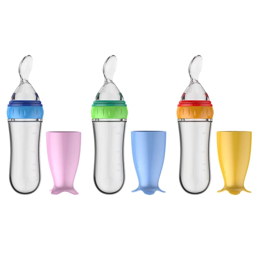 3Pcs Baby Food Feeders Baby Feeding Bottles Rice Paste Spoon Bottles (Assorted Color)