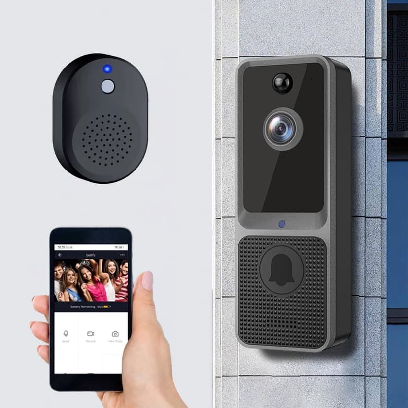 COFEST WIFI Wireless Visual Doorbell HD Night Vision Voice Intercom Doorbell Ultra Wide Angle Camera Doorphone Gray