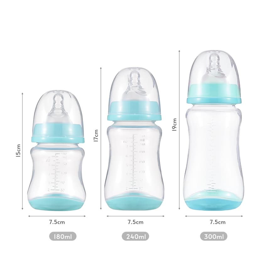 Baby Bottles with Silicone & Storage Cover Breastfeeding Bottles for Baby PP Milk Storage Bottles 180ml Capacity Baby Feeding Bottles Baby Essentials, White