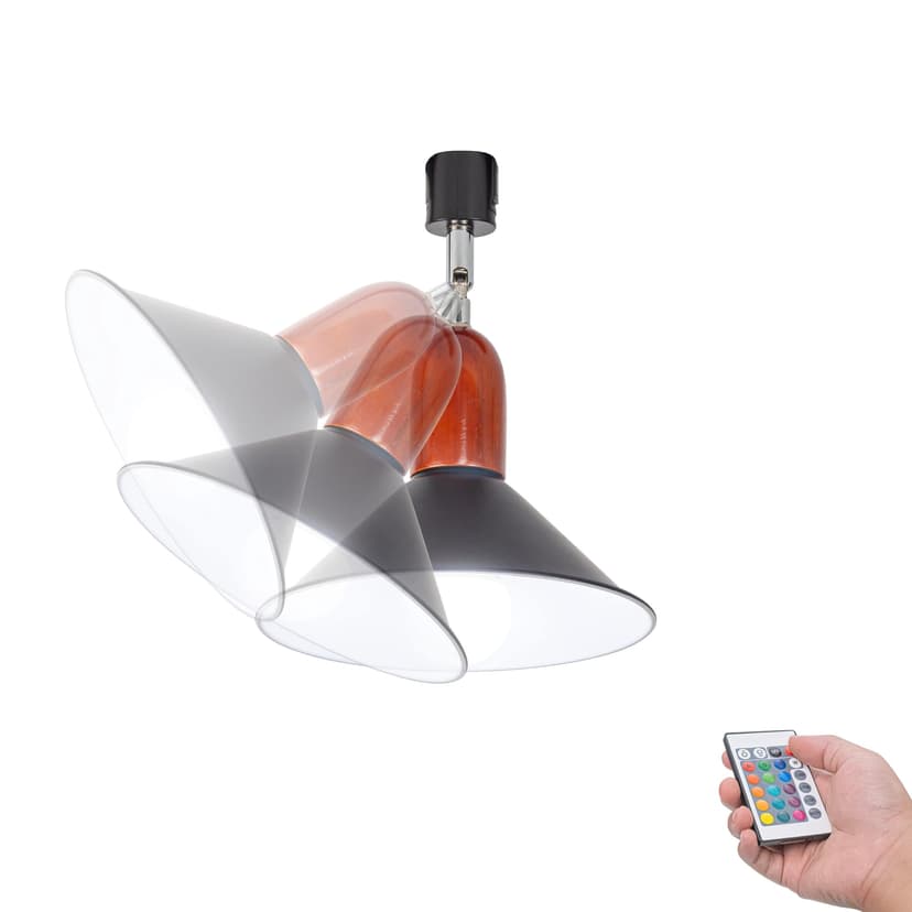 FSLiving J Type Track Lighting,Black Ceiling Spotlighting Remote Control, Color Changing RGB Tunable White A19 Smart Bulb Cone Light for Kitchen Island Shopwindow Disco Ball - 1 Light
