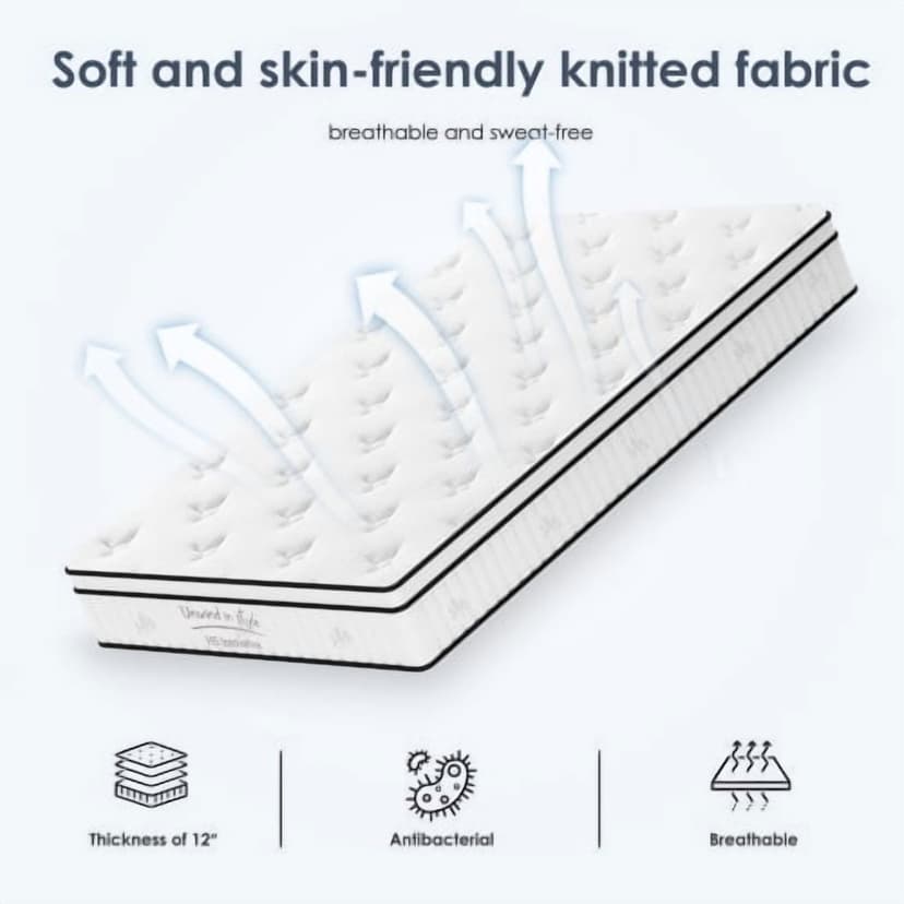taoruifang white 12 Inch Full Mattress , Memory Foam Mattress with Pocket Spring, Soft & Comfortable Medium Firm