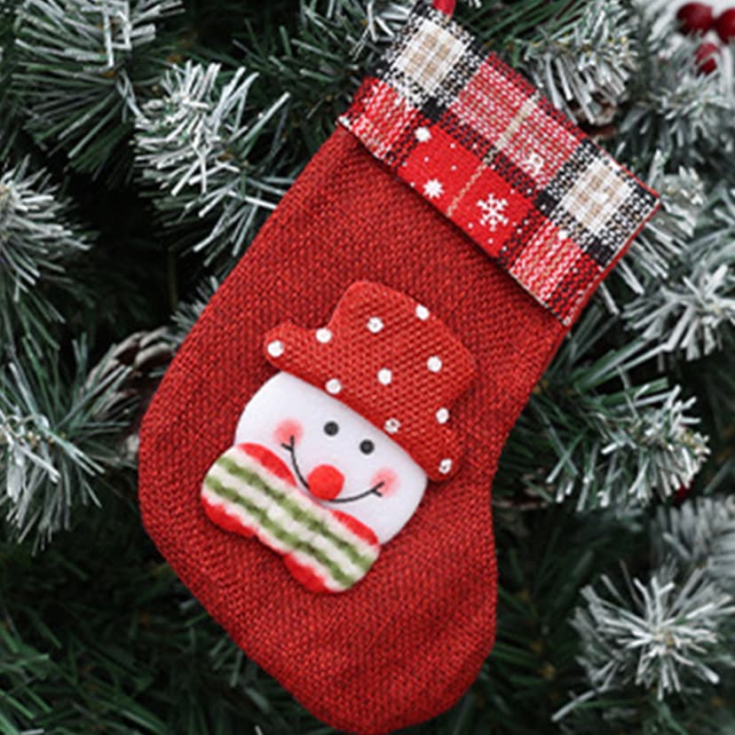 ABPWLY Christmas Stocking Gift Bag Mini Tree Ornament Decorative Red Scene Tabletop Holiday Accent Winter Accessory 1Pc 6.6in