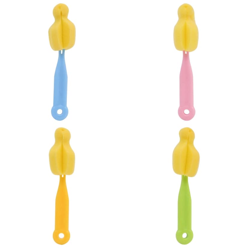 4-Pack Bottle Brush Cleaner (5.51") – Small Sponge Nipple & Tumbler Scrubber for Wide Mouth Bottles, Kitchen & Travel Hygiene