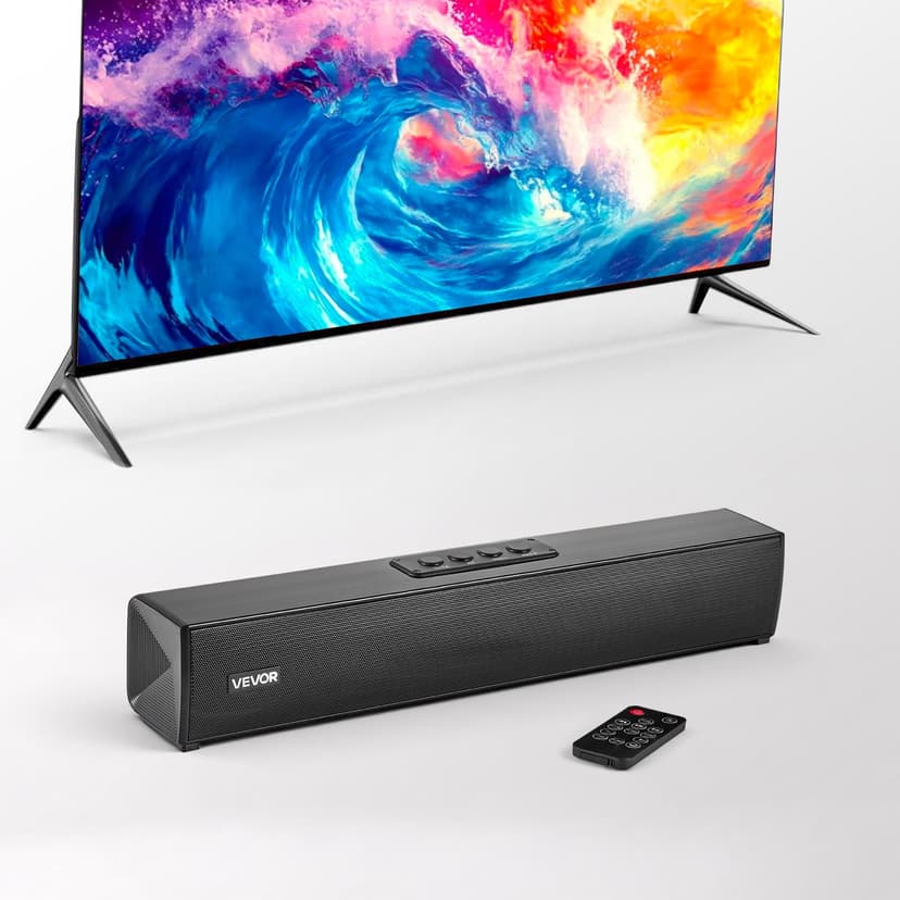 VEVOR Sound Bar for Smart TV, 2.0 Channel, 17-Inch Compact Soundbar TV Speakers for Projector, Bluetooth AUX Connection, Remote Control, Easy Setup, 80W Surround Sound System