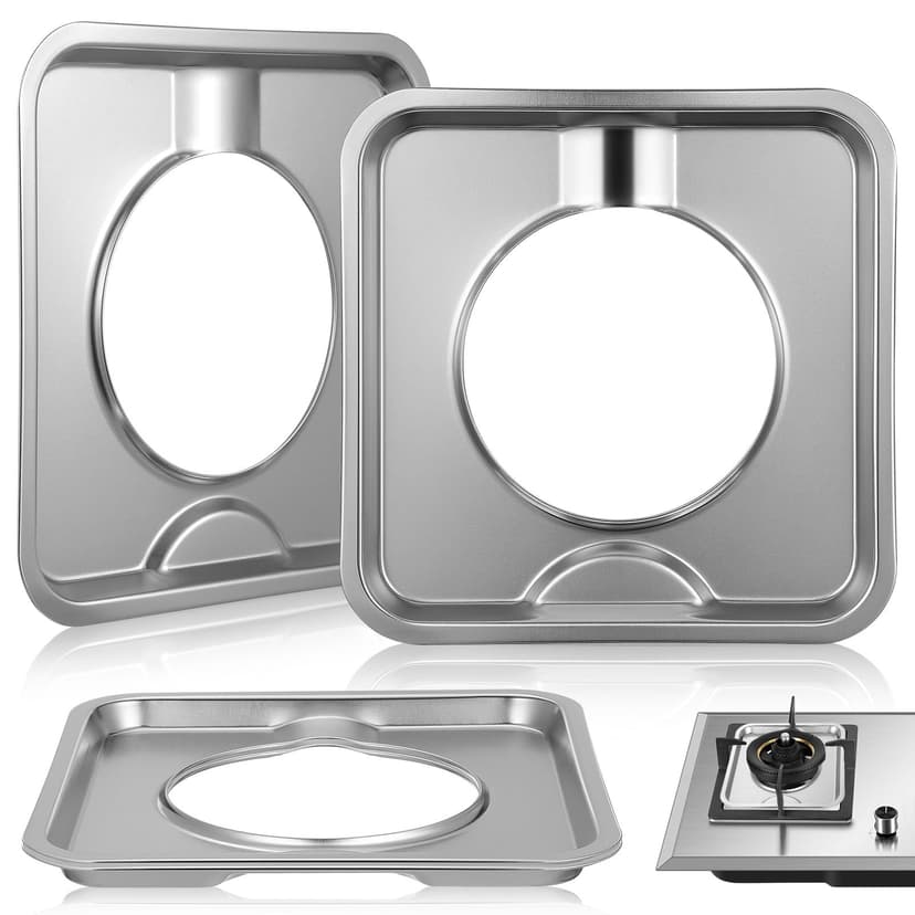 HONMEET 4Pcs Square Gas Range Drip Pan for Stove Liners Heat Resistant and Easy to .7x7.7x0.5in