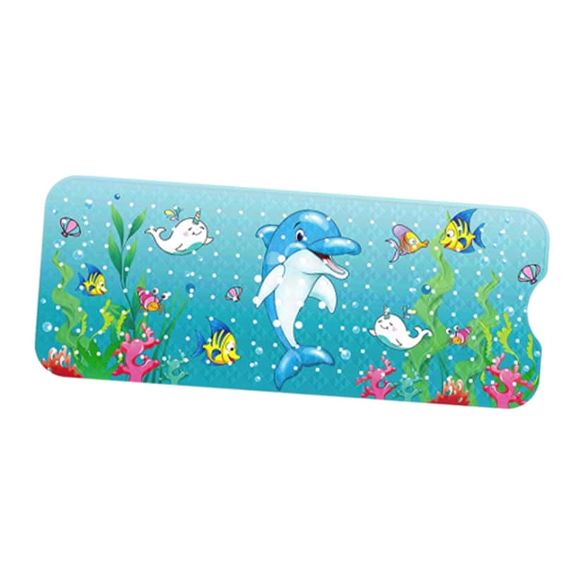Yinanstore Baby Bath Mat for Tub Bath Tub Shower Mat 100x40cm Long Machine Washable Cute Pattern Non Slip with Suction Cups for Bathroom dolphin