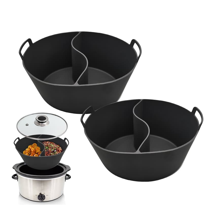 2pcs Slow Cooker Liners for 6/7/8 Quarts Slow Cooker Food Grade Silicone Crock-Pot Divider Liner Reusable Leakproof Dishwasher Safe Cooking Liner for Slow Cooker